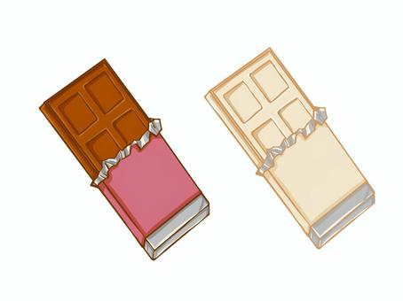 板チョコセット チョコレート,板チョコ,お菓子,食べ物,ホワイトチョコ,手描きのイラスト素材