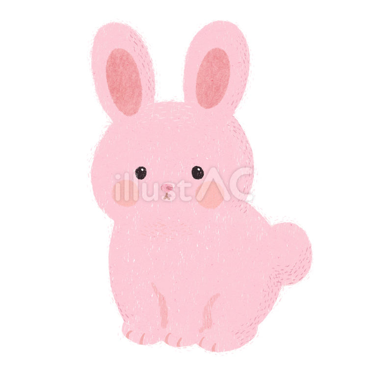 可愛い絵本風のピンク色のウサギ ウサギ,動物,可愛いのイラスト素材
