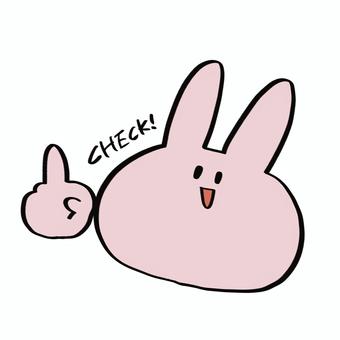 うさぎ(チェック) うさぎ,兎,卯,卯年,干支,ピンク,動物,アニマル,かわいい,可愛いのイラスト素材