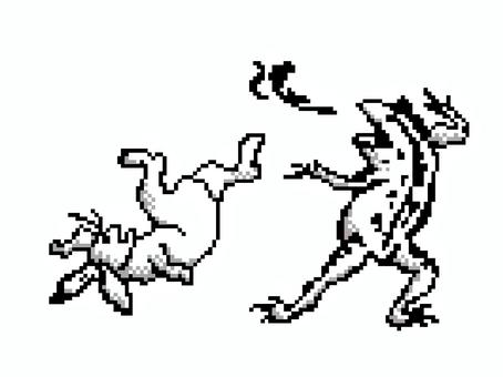 ドット絵　鳥獣人物戯画 ドット絵,動物,鳥獣戯画,ウサギ,カエル,レトロゲームのイラスト素材