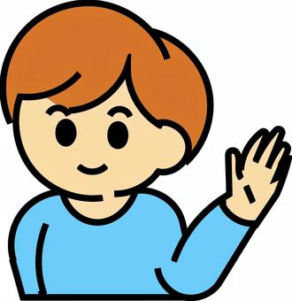 挨拶をする男の子 挨拶,こんにちわ,バイバイ,ポーズ,元気,明るい,親しみやすい,男の子,人物,キャラのイラスト素材