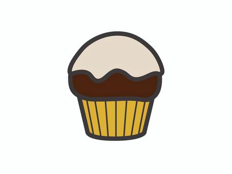 マフィン(チョコがけ)01 マフィン(チョコがけ)01 マフィン,お菓子,焼き菓子,スイーツ,食べ物,アイコン,マーク,シンプルのイラスト素材