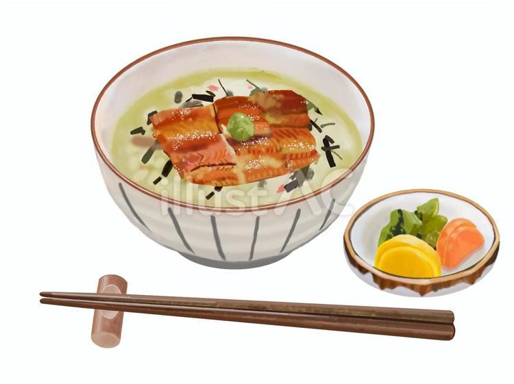 ひつまぶし茶漬け（漬物,箸付き） お茶漬け,ひつまぶし,鰻のイラスト素材