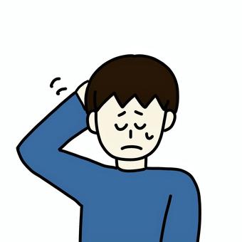 頭をかく男性 頭をかく男性 男性,人物,シンプル,困り顔,悩み,疲れ,頭をかくのイラスト素材