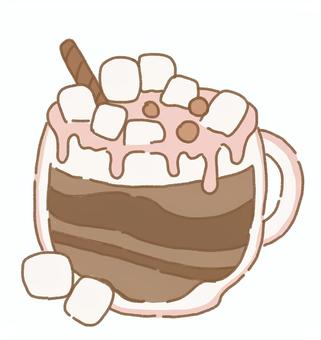 かわいいメルティマシュマロココア 飲み物,ドリンク,チョコレート,ココア,お菓子,スイーツ,おやつ,カフェ,甘い,溶けるのイラスト素材