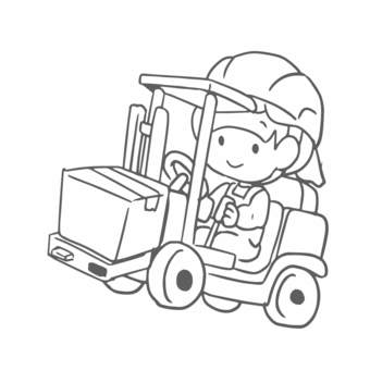 フォークリフト線画の女の子
