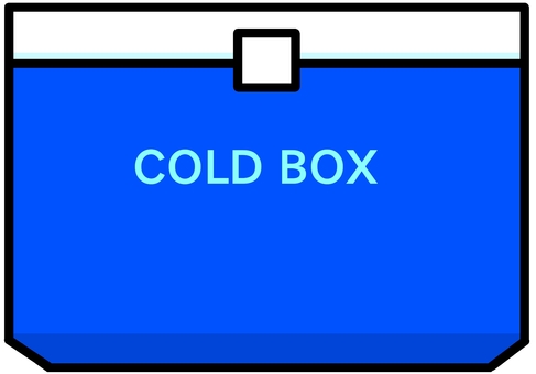 クーラーボックス アウトドア用品,日用品,箱,クーラーボックス,青色,コバルトブルー,蛍光色,英語,デフォルメ,背景透過のイラスト素材