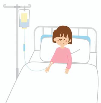 点滴受けてる女の子 点滴,子ども,女の子,女子,入院,病気,小児科,病院,点滴スタンド,ベッドのイラスト素材