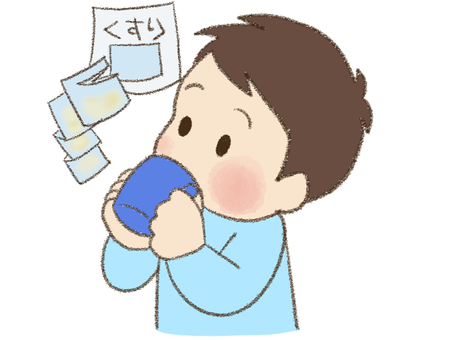 薬をのむ男の子 薬をのむ男の子 視覚支援,お支度ボード,絵カード,スケジュール,子ども,男の子,薬のイラスト素材