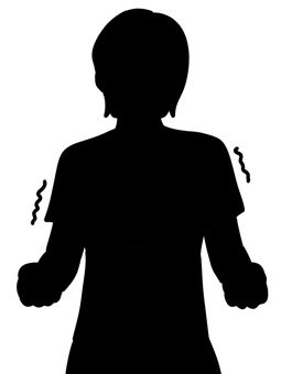両手を強く握る人のシルエット 女性,両手,グー,緊張,震える,力,拳,リラックス法,ストレス解消,怒りのイラスト素材
