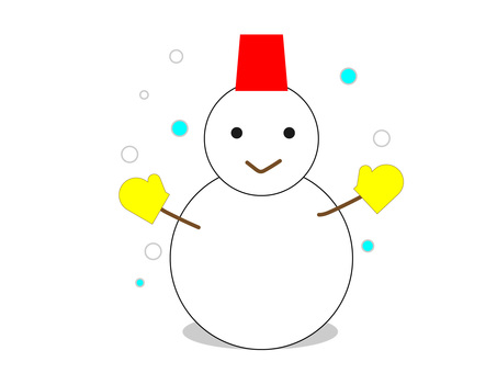 Illustration of a smiling snowman on a snowy day, , JPG, PNG and AI