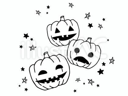 ハロウィンの挿し絵①かぼちゃ_白黒