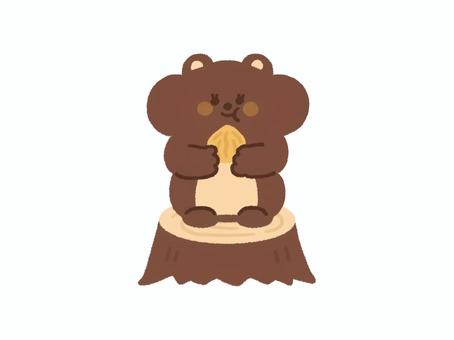 くるみを頬張るリス リス,くるみ,切り株,頬張る,動物,生き物,食べる,動物園,かわいい,シンプルのイラスト素材