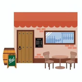 バル スペイン,外国,社会,バル,扉,椅子,テーブル,樽,窓,看板のイラスト素材