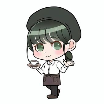 カフェの店員さん 女性,萌え系,可愛い,カフェ,店員,人物のイラスト素材