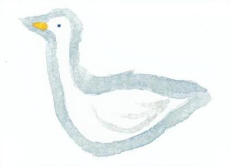 白鳥 水彩,動物,手描き,鳥,白鳥のイラスト素材
