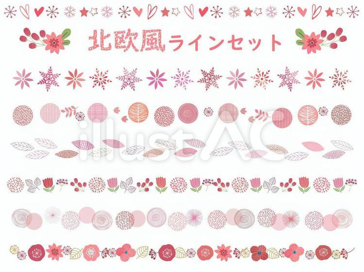 北欧風　冬の花ラインセット 北欧風,冬,花のイラスト素材