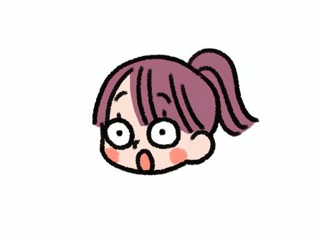 女の子顔アイコン（びっくり） 女の子,顔,アイコン,こども,表情,びっくり,驚き,驚愕,かわいい,シンプルのイラスト素材