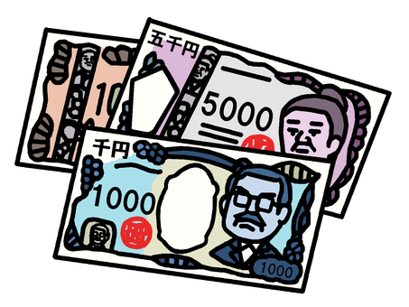 紙幣 紙幣,お金,お札,千円札,五千円札,一万円札のイラスト素材
