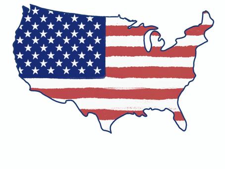 アメリカ地図(国旗カラー) アメリカ地図(国旗カラー) 世界地図,アメリカ,国旗,手描き,社会,歴史,地理,留学,旅行,世界情勢のイラスト素材