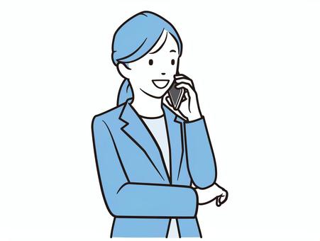 電話をかけるOL-笑顔 スマホ,ビジネス,スマートフォン,女性,ol,笑顔,連絡,携帯,電話,かけるのイラスト素材