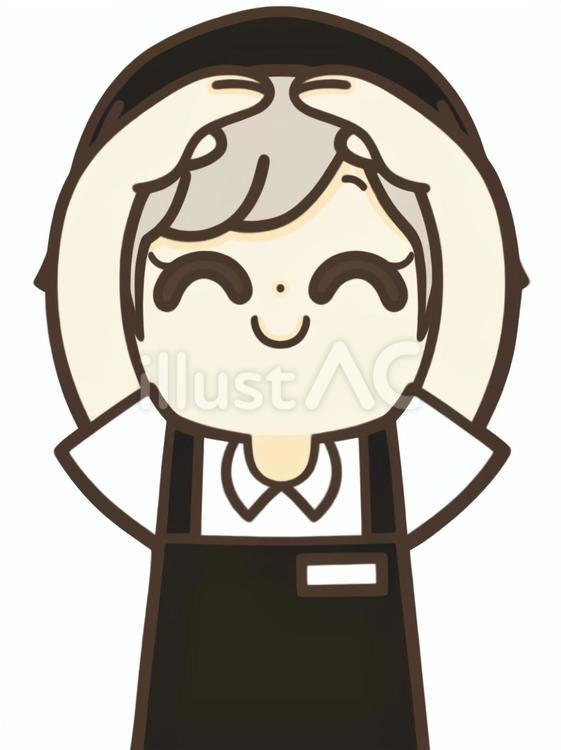 手で◯を作る女性店員 女性,店員,スタッフのイラスト素材