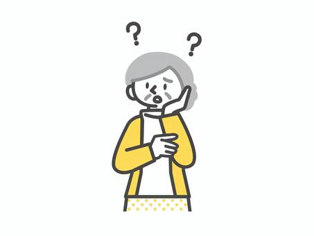 物忘れが激しく困ってるおばあちゃん 人,認知症,アルツハイマー,困る,おばあちゃん,女性,祖母,健忘症,痴呆症,老化のイラスト素材