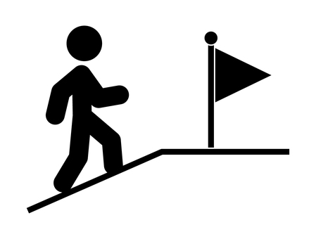 坂道と旗 坂道,旗,ゴール,人物,目印,地点,アイコン,場所,登る,到達のイラスト素材
