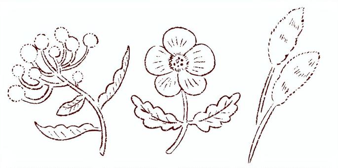 道端の空想の花スケッチ　線画版 花,スケッチ,鉛筆,手描き,植物,猫じゃらし,シンプル,もふもふ,飾り,装飾のイラスト素材