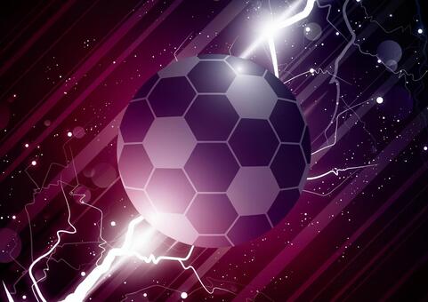 サッカーボールと雷の紫色の背景素材 スポーツ,サッカー,ボール,雷,稲妻,光,パーティクル,紫色,背景のイラスト素材