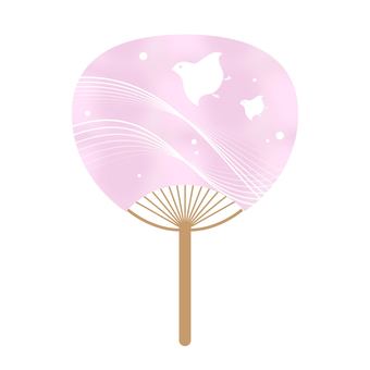 水彩風うちわイラスト_ピンク・千鳥 水彩風うちわイラスト_ピンク・千鳥 団扇,うちわ,扇ぐ,すずむ,ピンク,夏,暑い,花火,水彩,初夏のイラスト素材