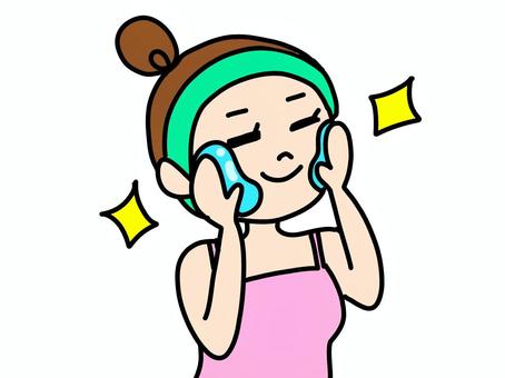 化粧水を顔に塗る女性 化粧水,美容液,保湿,女性,塗る,スキンケア,コラーゲン,顔,大人,美人のイラスト素材