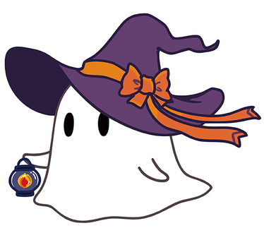 魔女の仮装をするおばけ ハロウィン,おばけ,オバケ,かわいい,秋,シンプル,可愛い,10月,イベント,子供向けのイラスト素材
