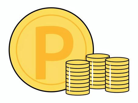 特典やサービス・メダル・コイン・ポイント ポイント,p,ビジネス,コイン,硬貨,ゴールド,貯金,貯蓄,積み重ね,経済のイラスト素材