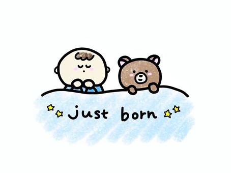 justborn 男の子 手書き justborn,ジャストボーン,ニューボーン,男の子,赤ちゃん,手書き,出産のイラスト素材