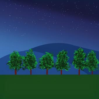 Illustration, night, the trees, mountain, 