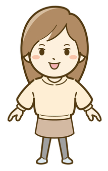 長袖の女の子02_25 子供,子ども,こども,人物,人,小学生,女の子,女子,かわいい,イラストのイラスト素材