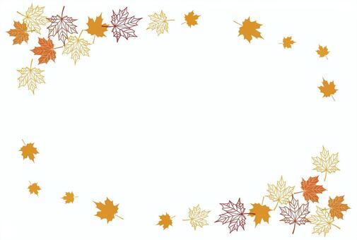 秋の紅葉と落葉のシンプルフレーム 秋,紅葉,フレーム,楓,落葉,木の葉,植物,自然,葉脈,季節のイラスト素材