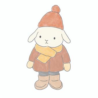 Illustration, rabbit, winter, winter clothes, 