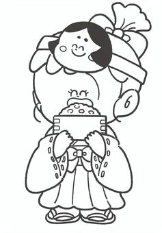 節分の白黒手描きイラスト3 節分,豆まき,白黒,手描き,子ども,豆,かわいい,挿絵,2月,イベントのイラスト素材