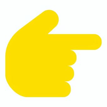 黄色い手（右を指差す） 手,黄色,指差し,アイコン,右のイラスト素材