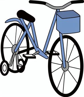 自転車補助輪　 自転車,補助輪,子供用,チャリ,二輪,カゴ,線画,青のイラスト素材