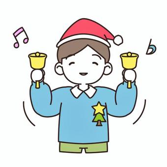 クリスマス会でおどる園児_05 男の子,クリスマス,クリスマス会,園児,幼児,幼稚園,保育園,笑顔,スモック,子どものイラスト素材