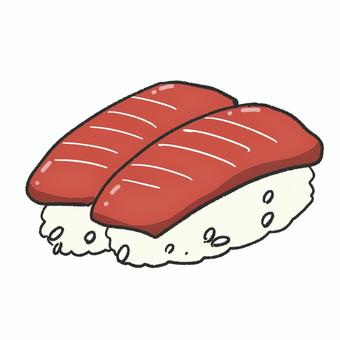 赤身のお寿司のイラスト お寿司,和食,赤身,魚,マグロ,ネタ,食べ物,イラスト,可愛い,シンプルのイラスト素材
