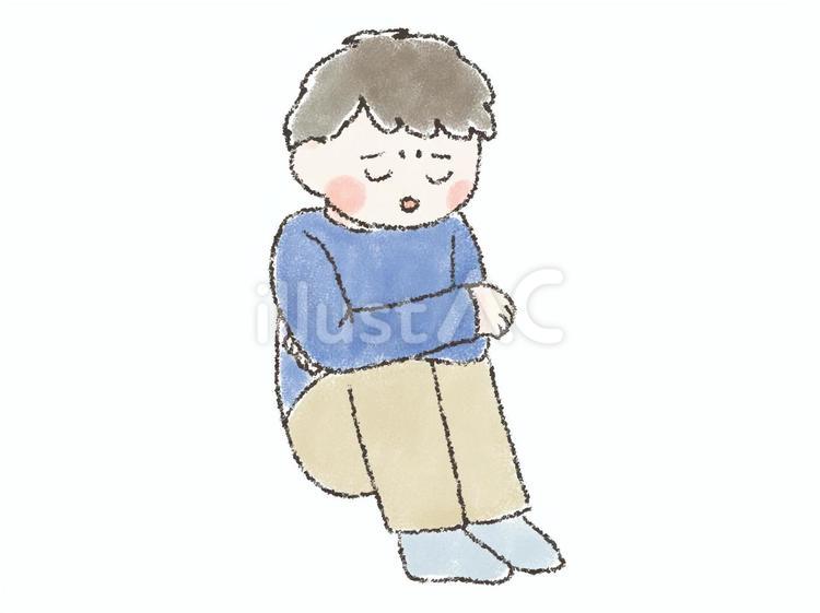 膝を抱える男性 男性,パステル,ゆるふわのイラスト素材