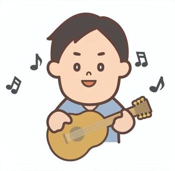 ギターを弾いている男性 ギター,音楽,演奏,アコギ,ライブ,コンサート,芸術,男性,弾き語り,イベントのイラスト素材