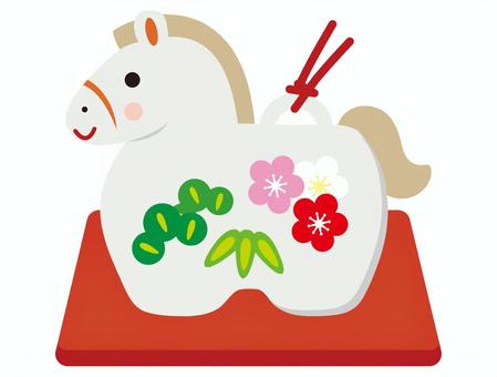 午 和,正月,土鈴,年賀,元旦,年賀状,1月,十二支,干支,梅のイラスト素材