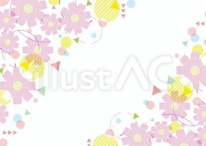 コスモスと花吹雪