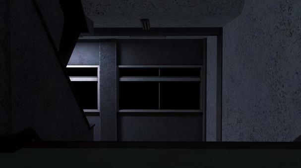 学校の階段　沈黙の階段 階段,光,3d,cg,静寂,学校,小学校,中学校,廊下,夜のイラスト素材