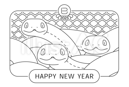 年賀状「巳」ハガキ横